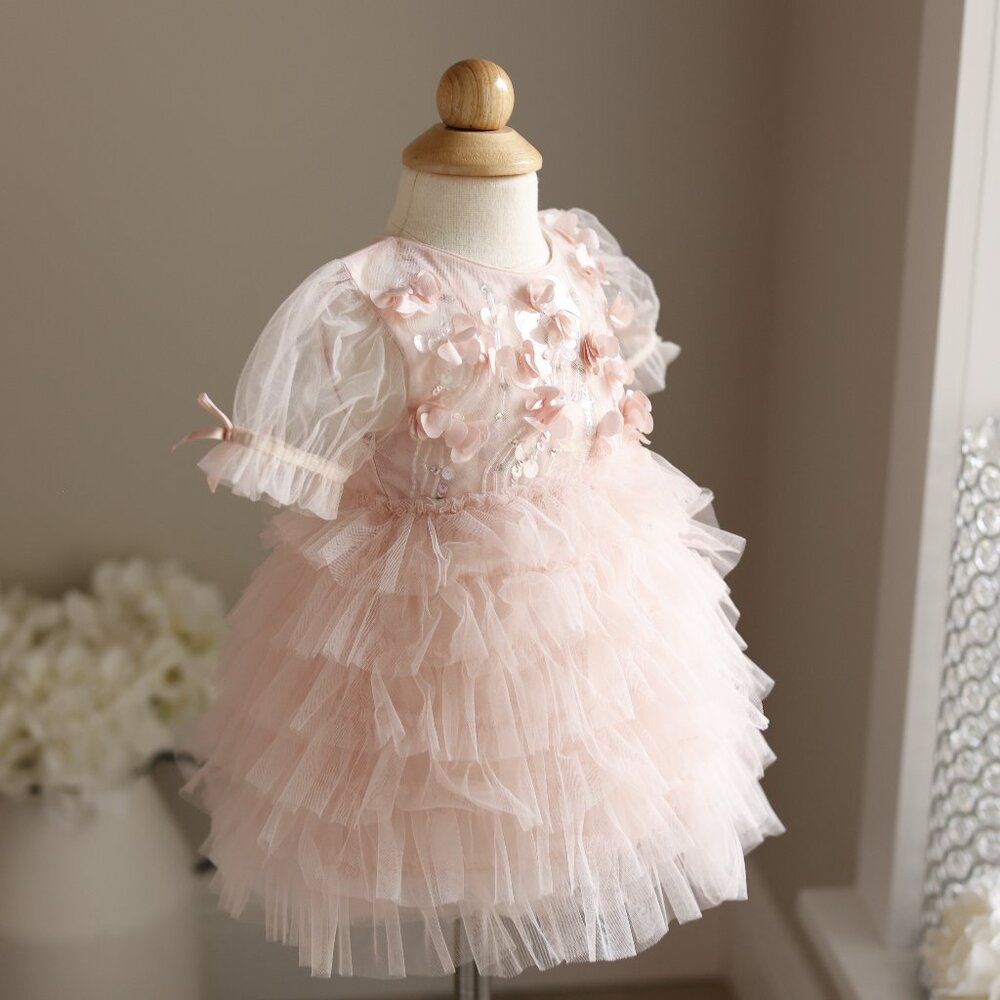 Tutu Du Monde Bebe PInk Tulle Dress 3/6 Months Party Flower Girl Portra…